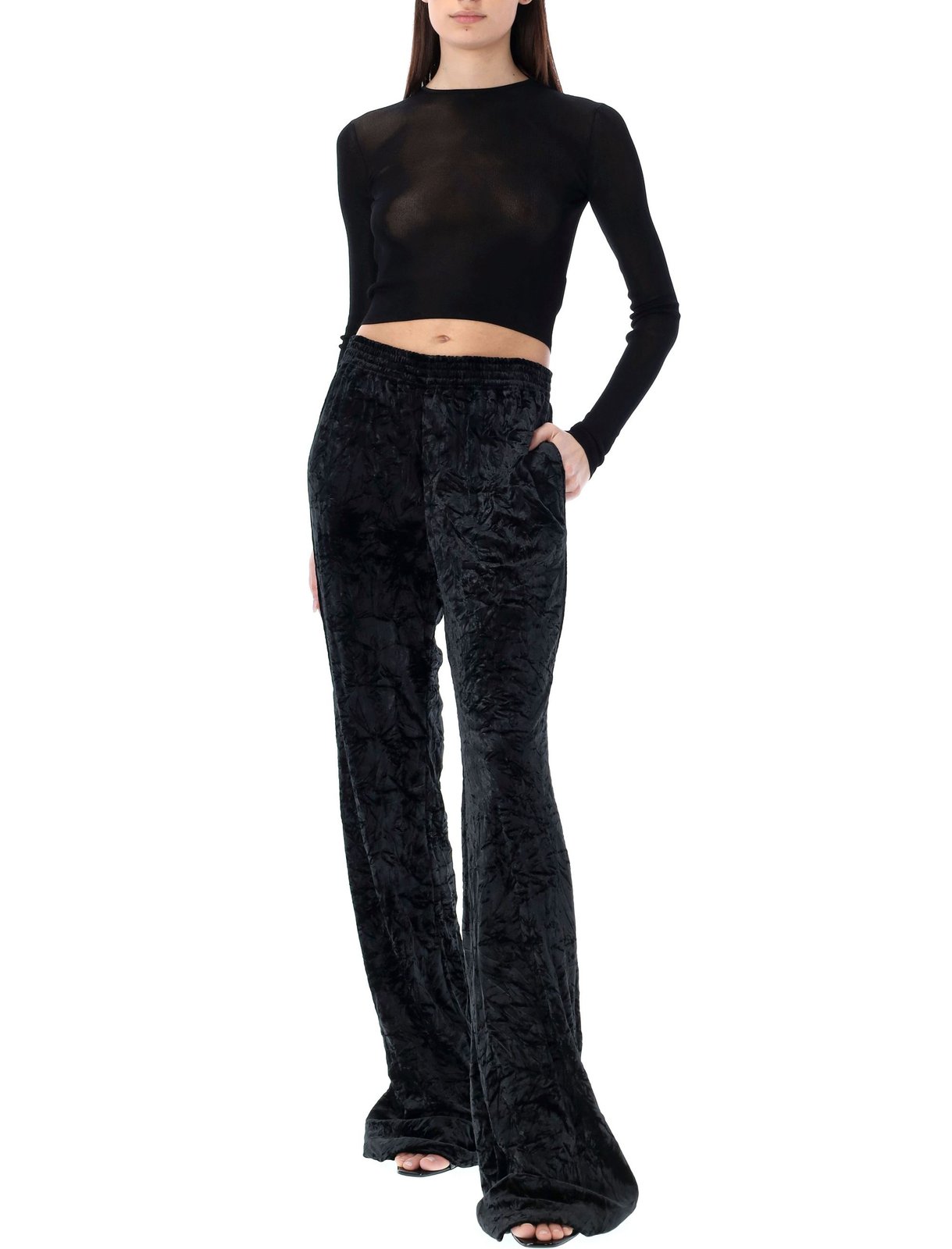 Saint Laurent Wide Leg Velvet Trousers