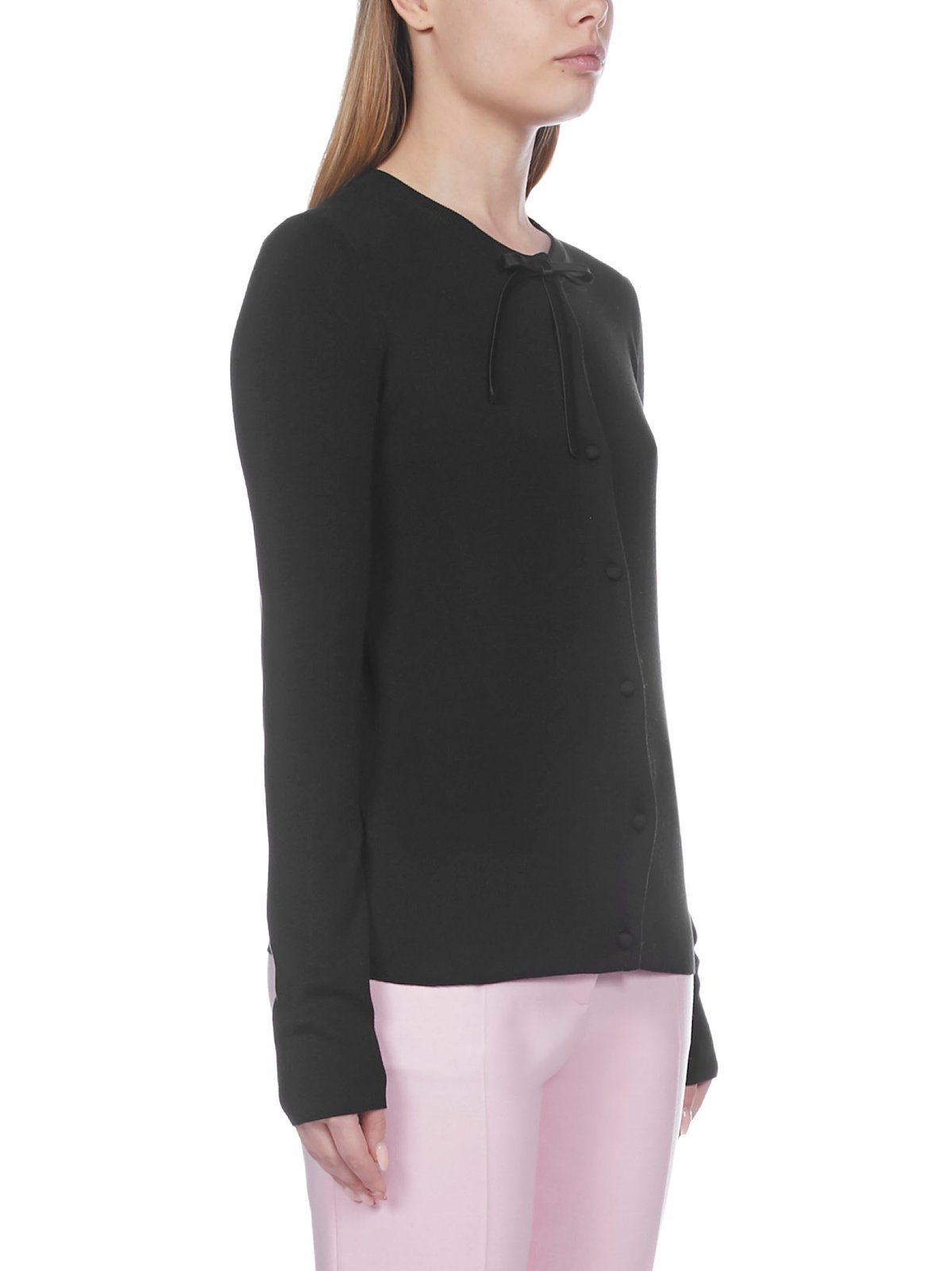 Prada Bow Trim Button-Up Cardigan