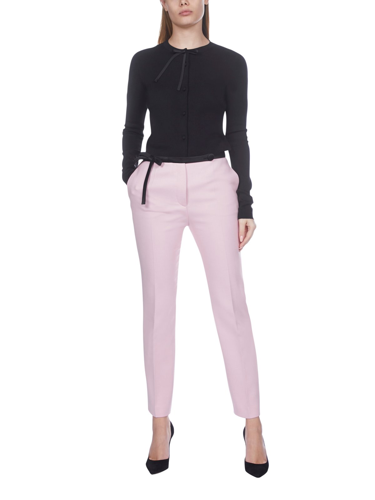 Prada Bow Trim Button-Up Cardigan