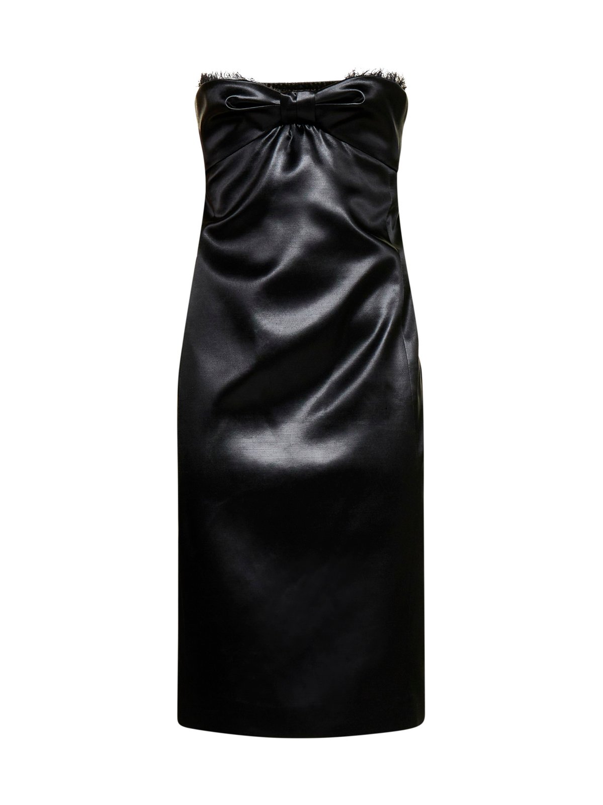 Saint Laurent Strapless Cut-Out Satin Dress