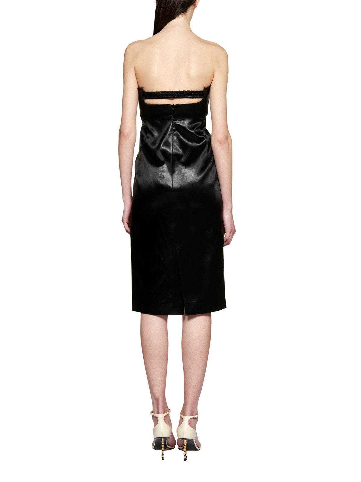 Saint Laurent Strapless Cut-Out Satin Dress