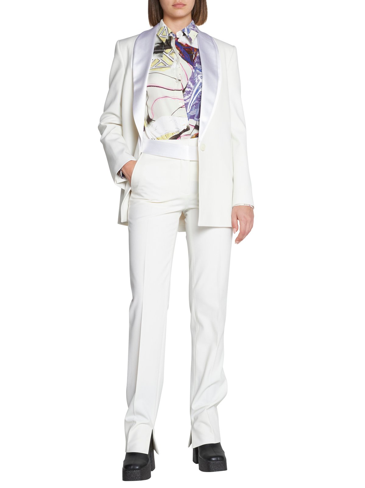Stella McCartney Satin-Waistband Slit-Detailed Trousers