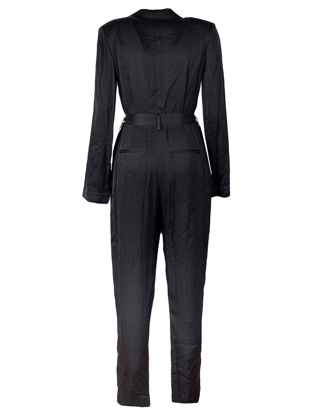 Karl Lagerfeld Long-Sleeved Belted Satin Jumpsuit 3 Karl Lagerfeld Long-Sleeved Belted Satin Jumpsuit