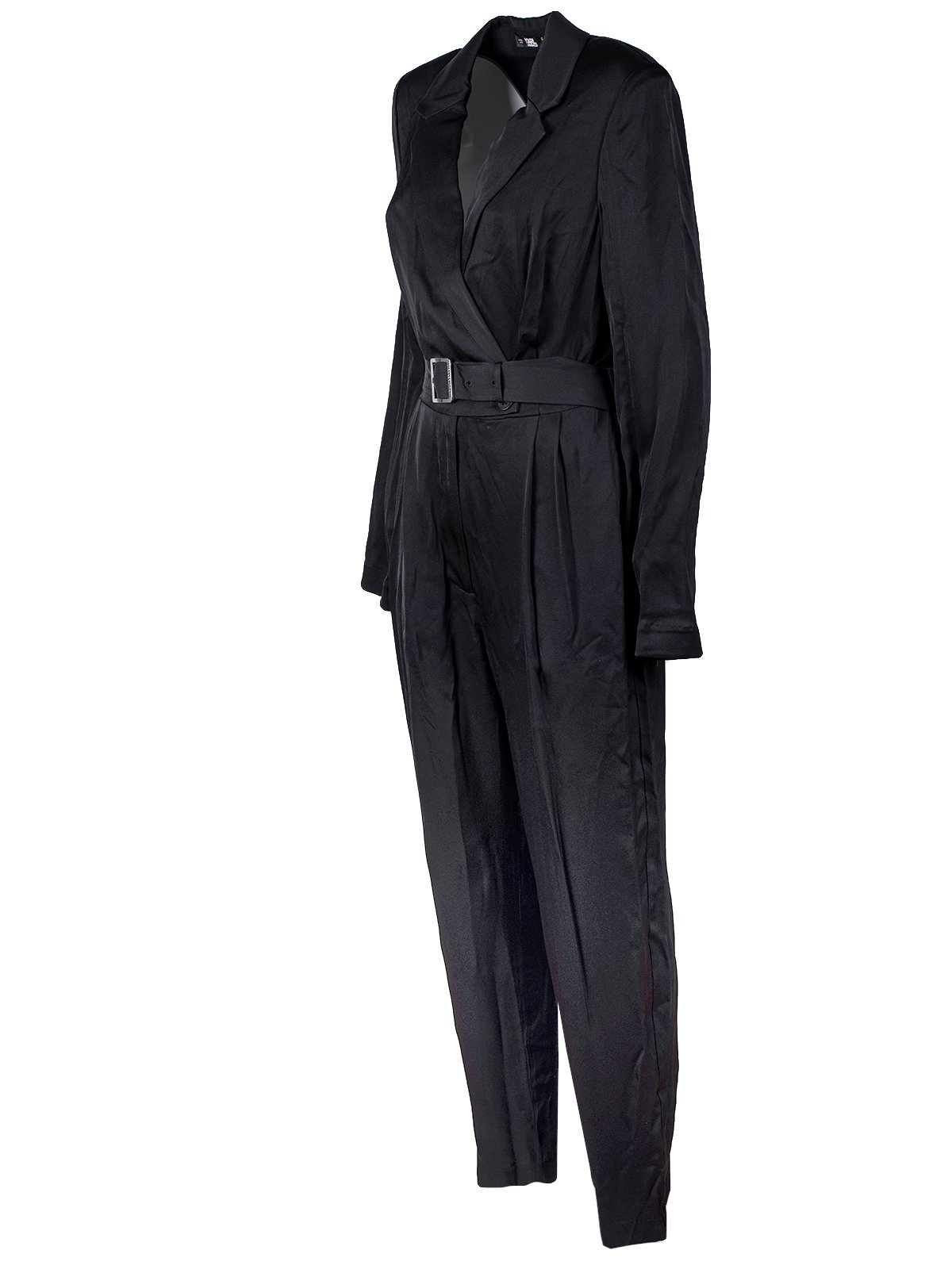 Karl Lagerfeld Long-Sleeved Belted Satin Jumpsuit 4 Karl Lagerfeld Long-Sleeved Belted Satin Jumpsuit