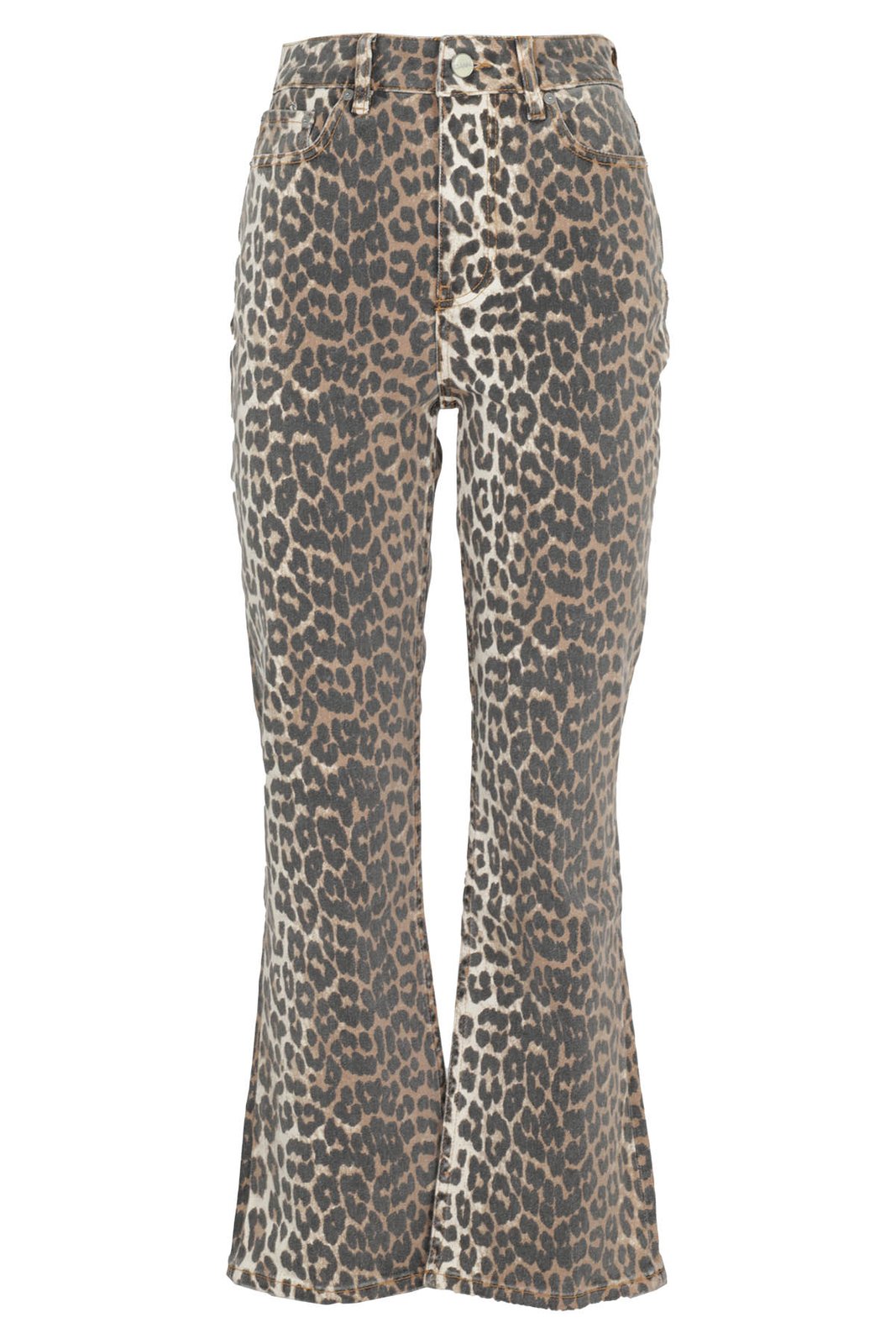 Ganni Leopard Printed Flared Jeans