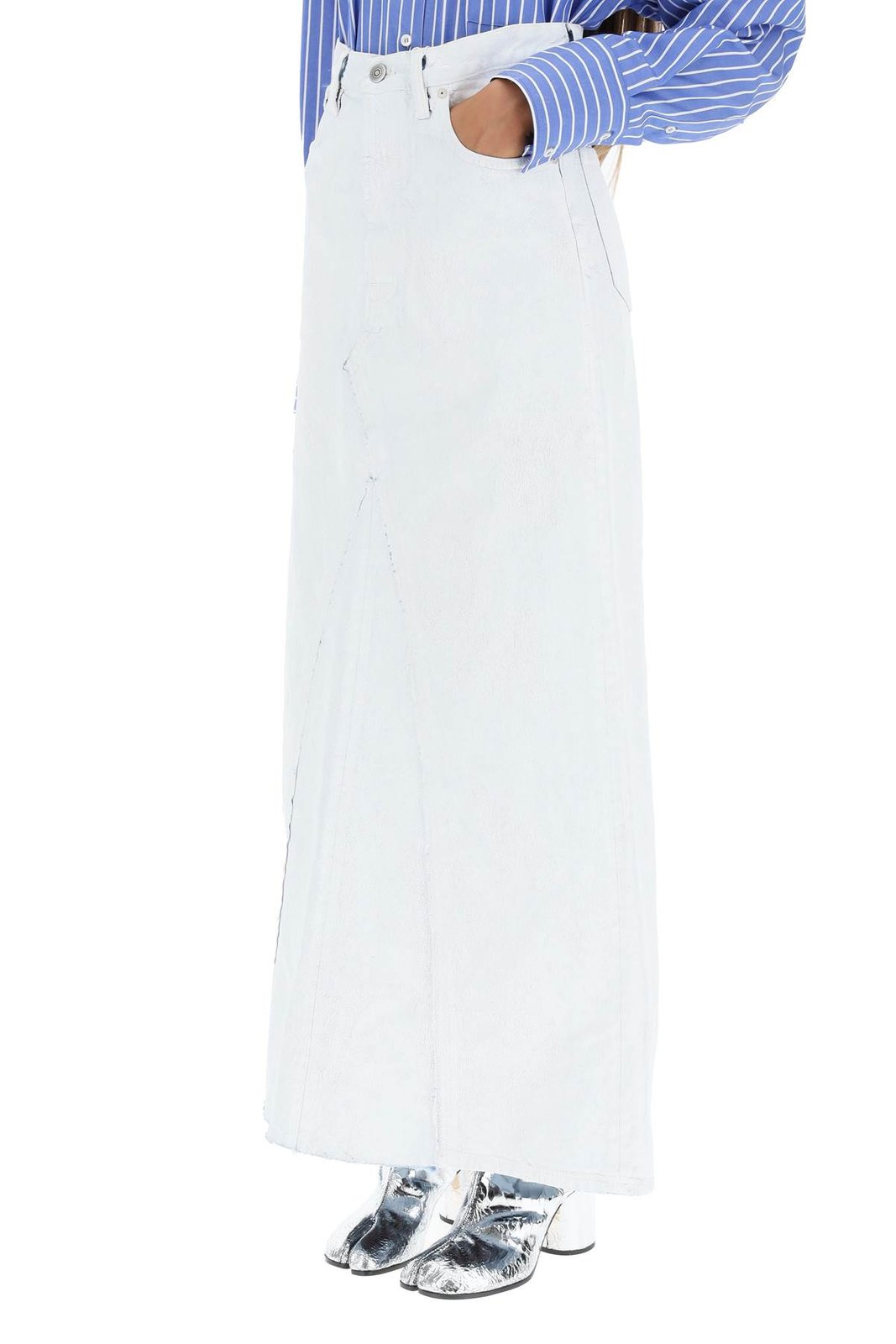 Maison Margiela Raw-Cut Hem Midi Skirt