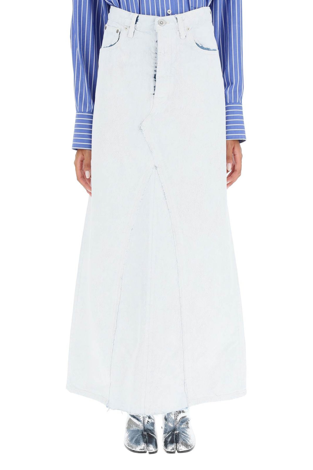 Maison Margiela Raw-Cut Hem Midi Skirt