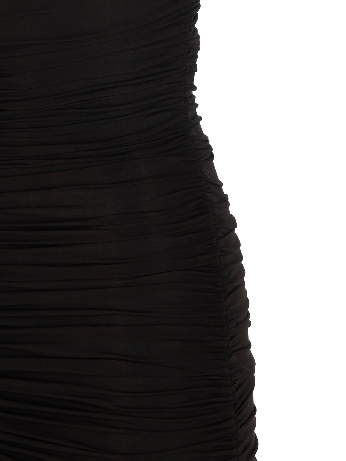 Saint Laurent Draped V-Neck Long-Sleeved Dress