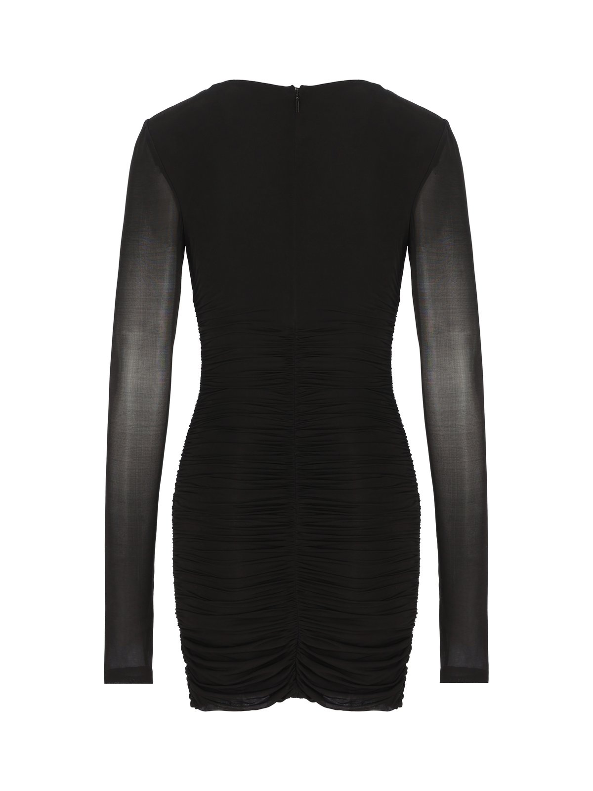 Saint Laurent Draped V-Neck Long-Sleeved Dress
