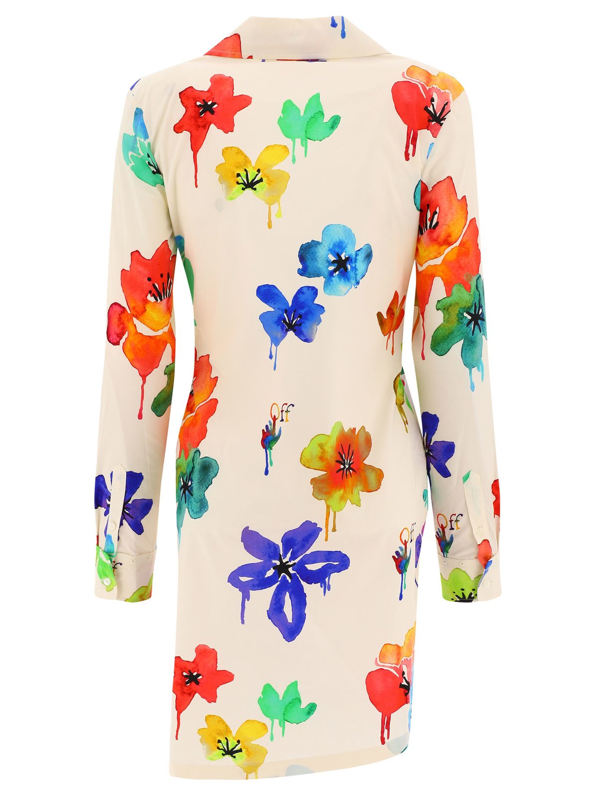 Off-White Floral Printed Shirt Dress