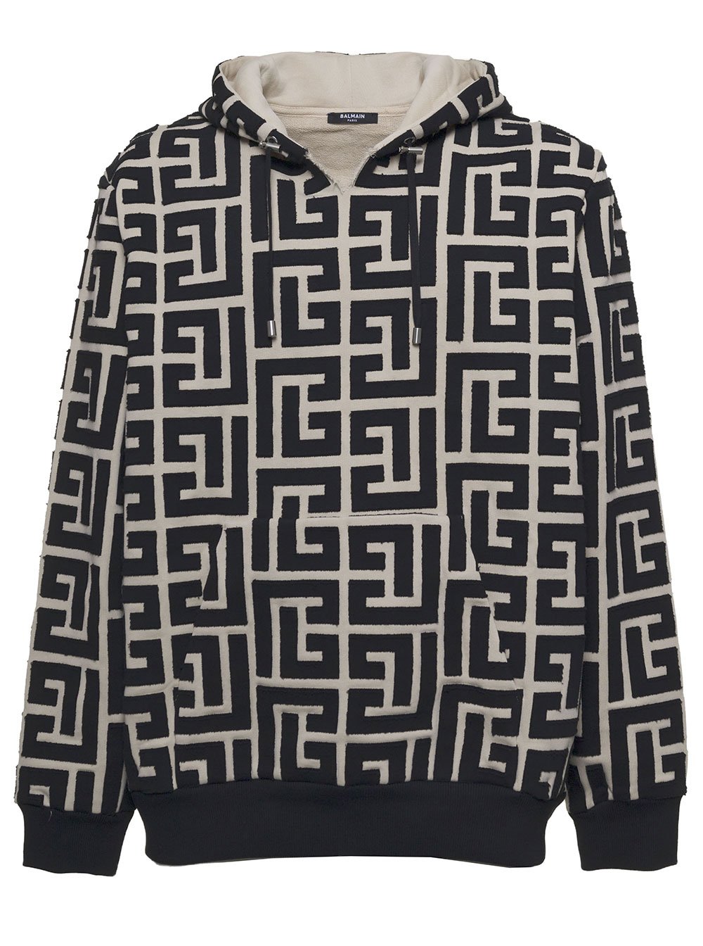 Balmain Monogram-Printed Drawstring Hoodie