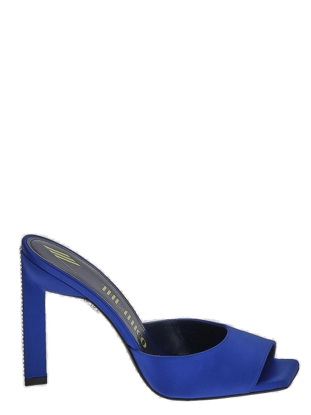 The Attico Crystal-Embellished Satin Mules
