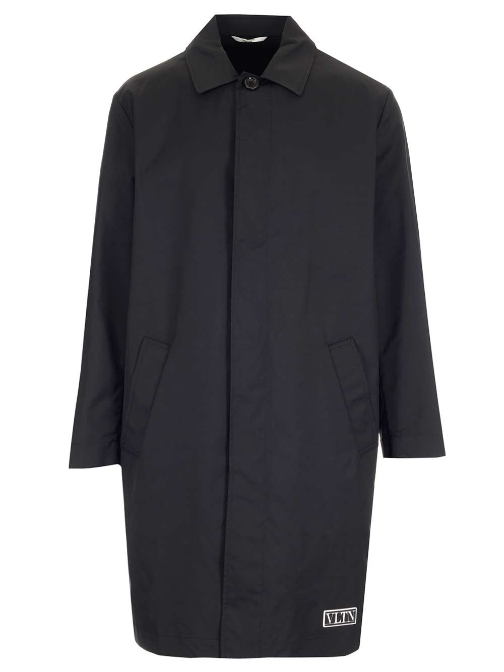 Valentino Logo Patch Single-Breasted Coat