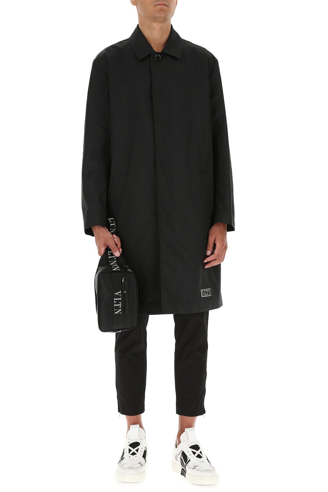 Valentino Logo Patch Single-Breasted Coat