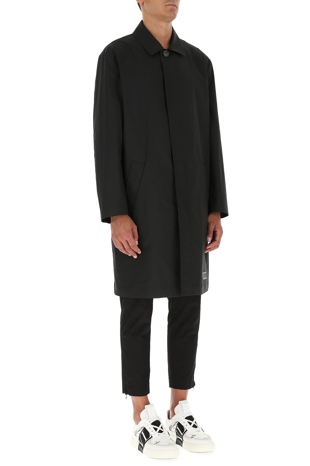 Valentino Logo Patch Single-Breasted Coat