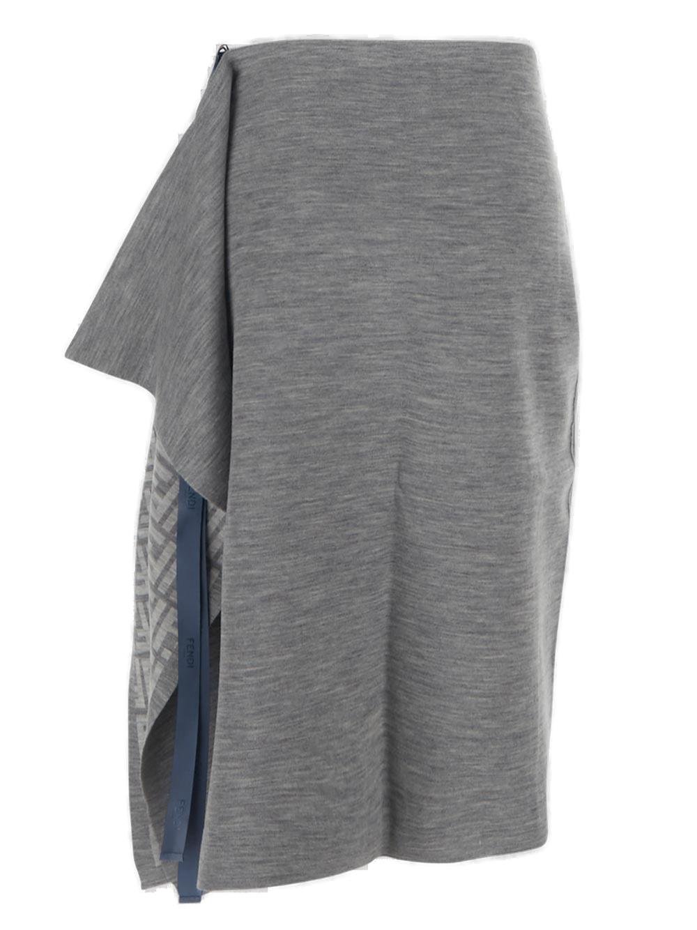 Fendi Asymmetrical Hem Midi Skirt