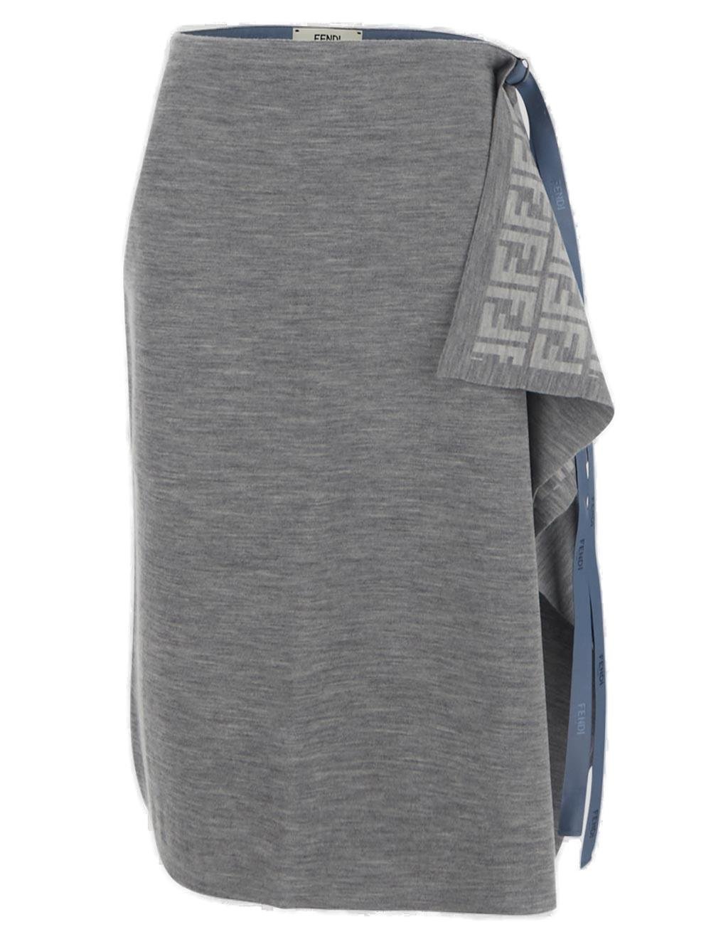 Fendi Asymmetrical Hem Midi Skirt