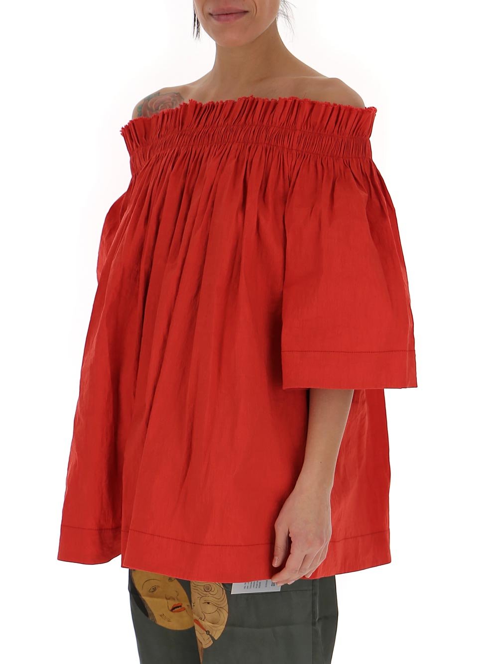 Uma Wang Off-Shoulder Draped Blouse