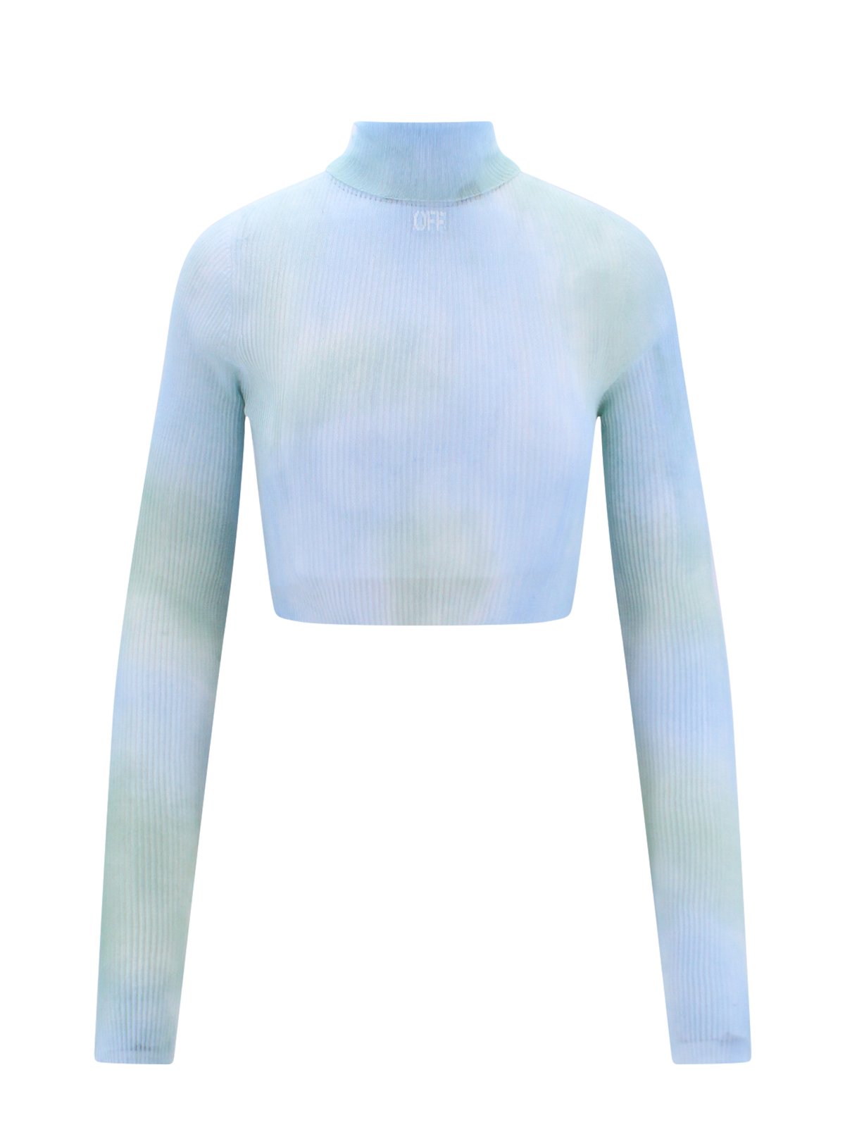 Off-White Tie-Dye Turtleneck Cropped Top