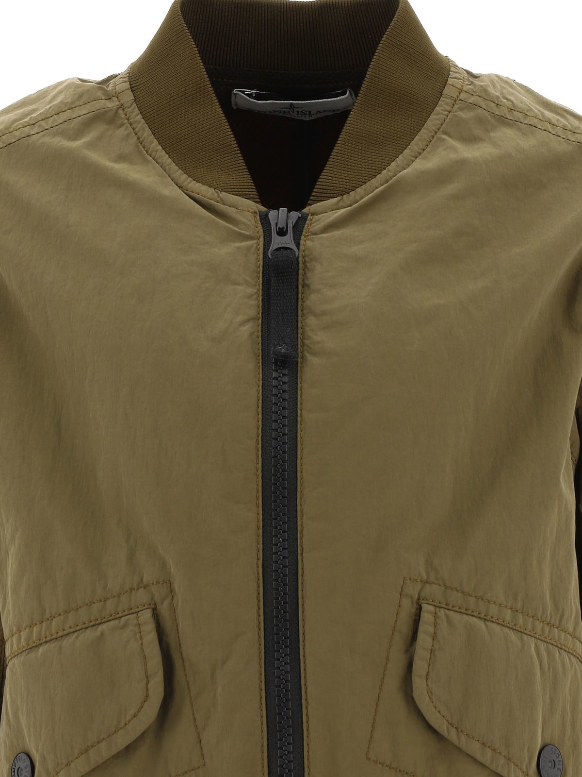 Stone Island Junior Logo Patch Zip-Up Bomber Jacket 4 Stone Island Junior Logo Patch Zip-Up Bomber Jacket