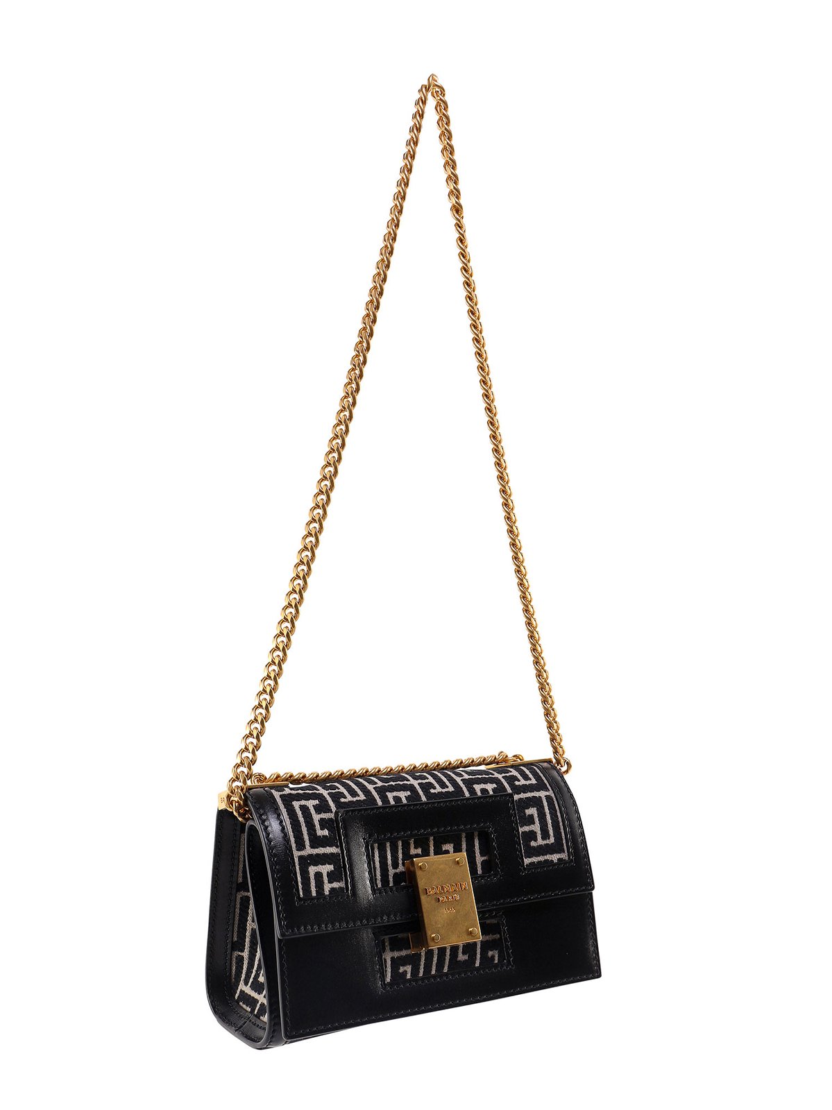 Balmain Monogram Logo Detailed Mini Shoulder Bag 1 Balmain Monogram Logo Detailed Mini Shoulder Bag