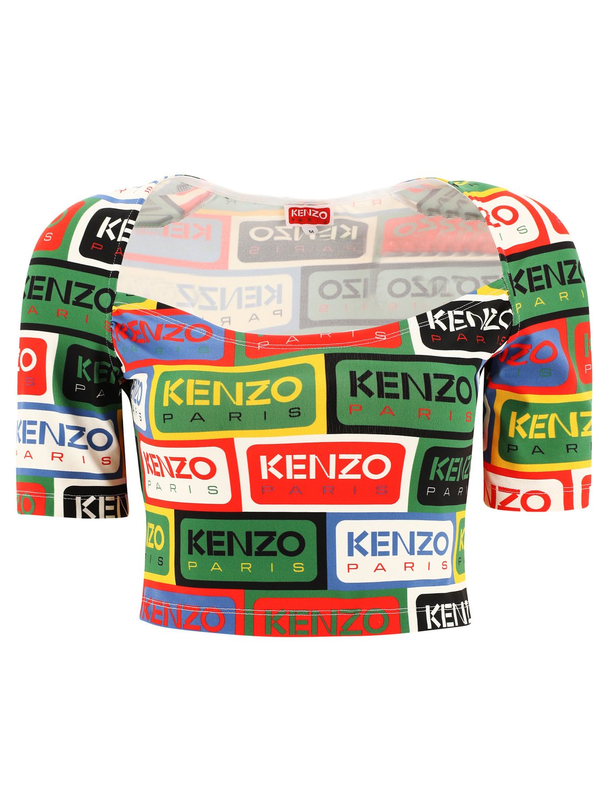 Kenzo All-Over Logo Printed Crewneck Crop Top