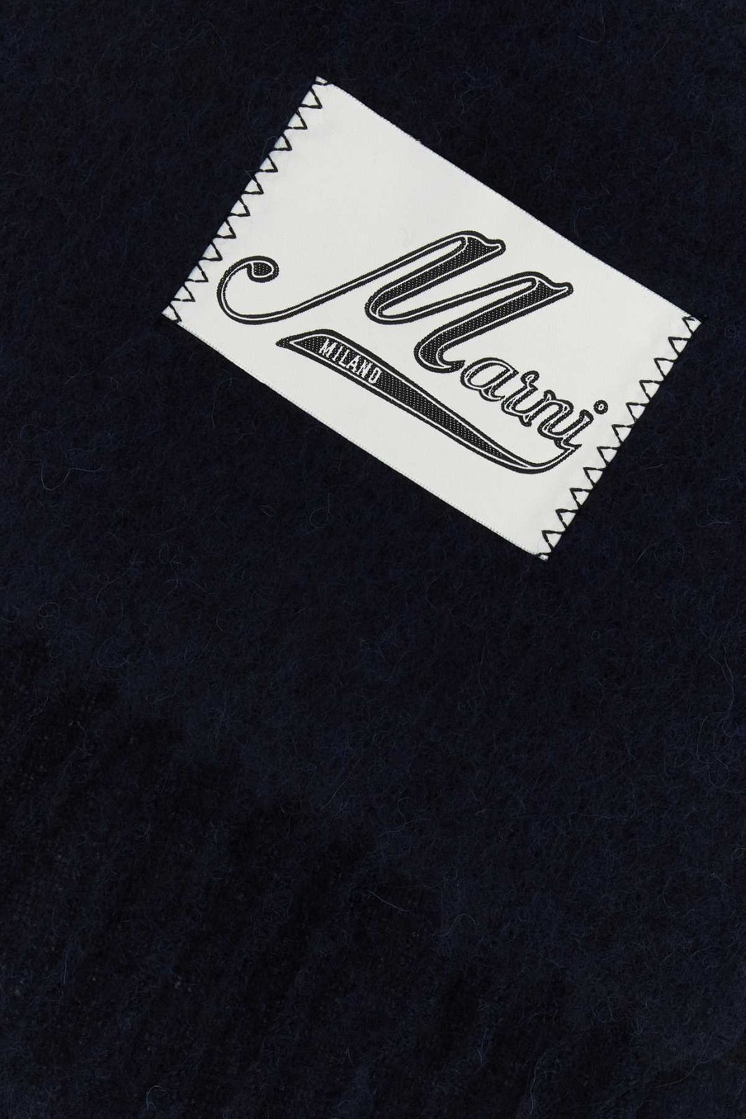 Marni Logo Patch Fringed-Edge Scarf