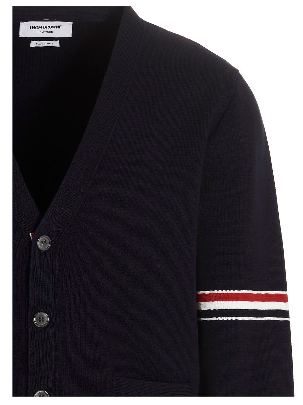 Thom Browne Stripe Detailed V-Neck Cardigan