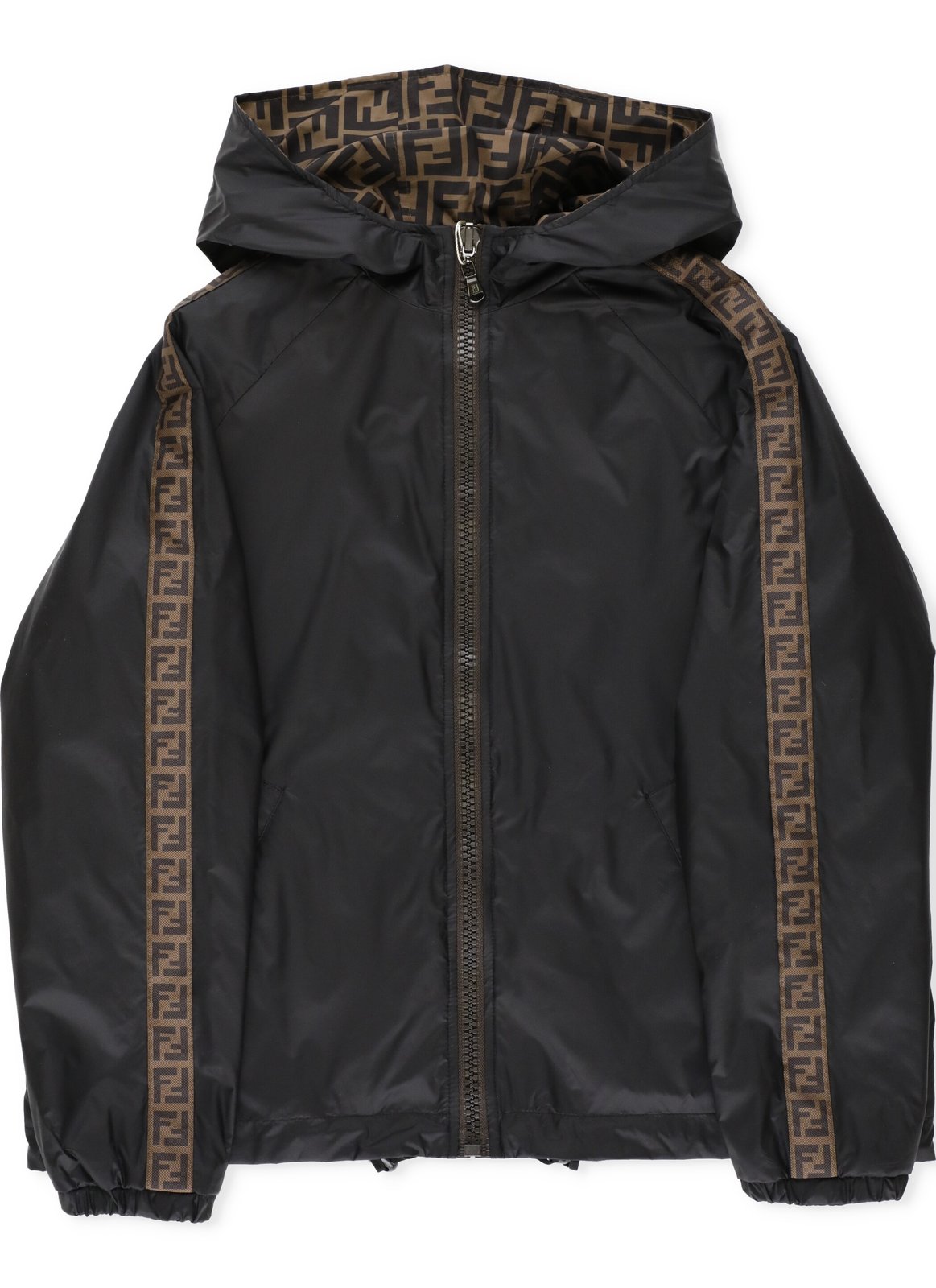 Fendi Kids Zip-Up Hooded Reversible Jacket