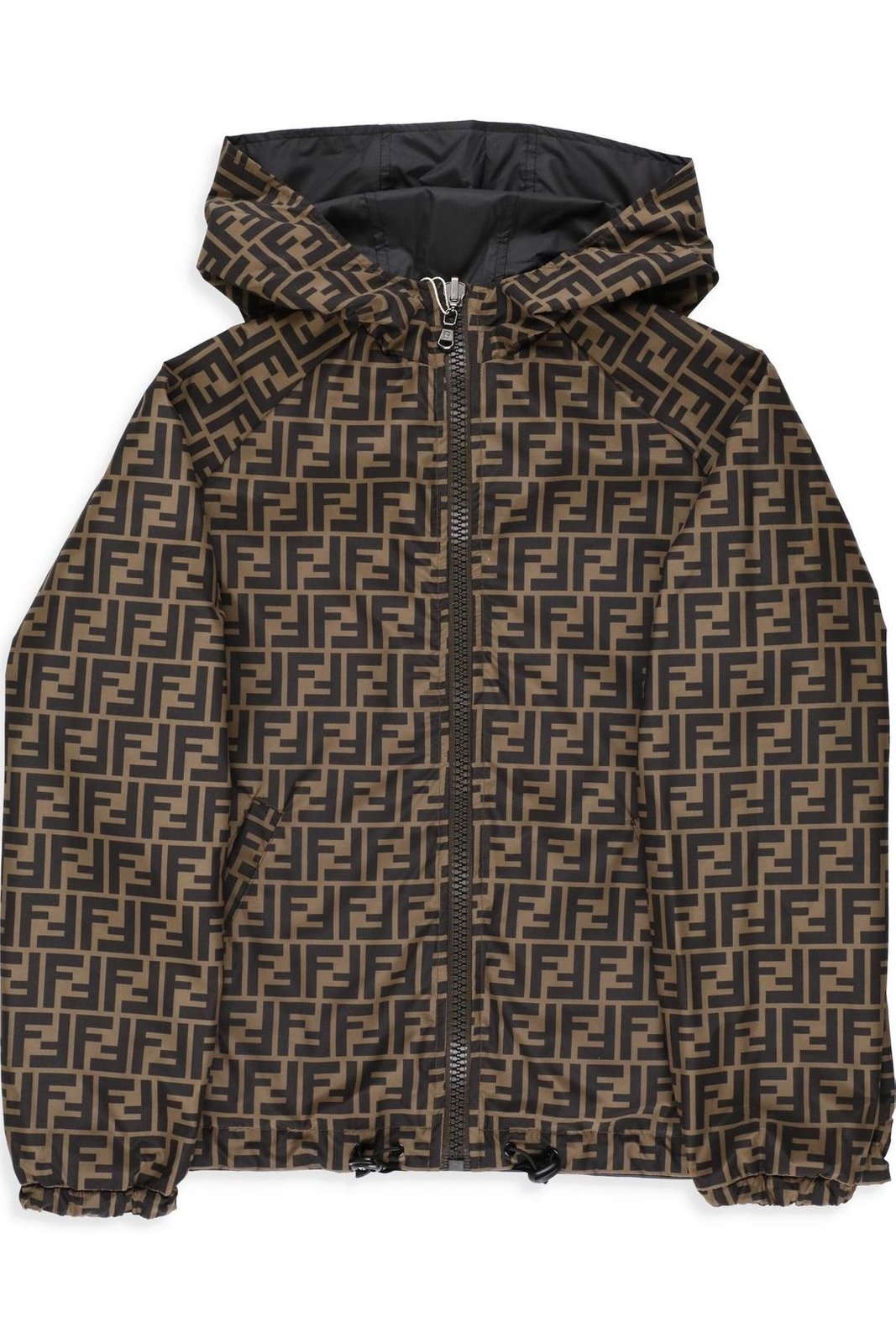 Fendi Kids Zip-Up Hooded Reversible Jacket
