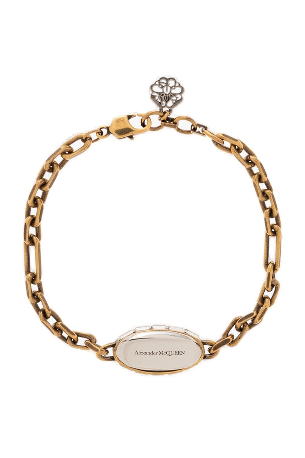 Alexander McQueen Skull Charm Cuban-Link Chain Bracelet 1 Alexander McQueen Skull Charm Cuban-Link Chain Bracelet
