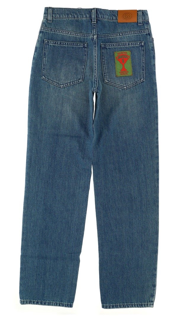 Gucci Kids Logo Patch Straight Leg Jeans