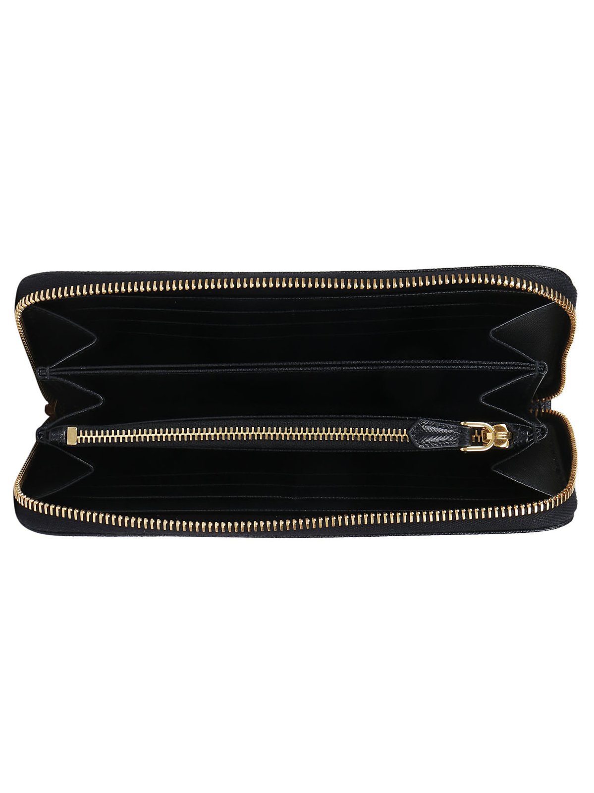 Prada Logo Plaque Zipped Wallet