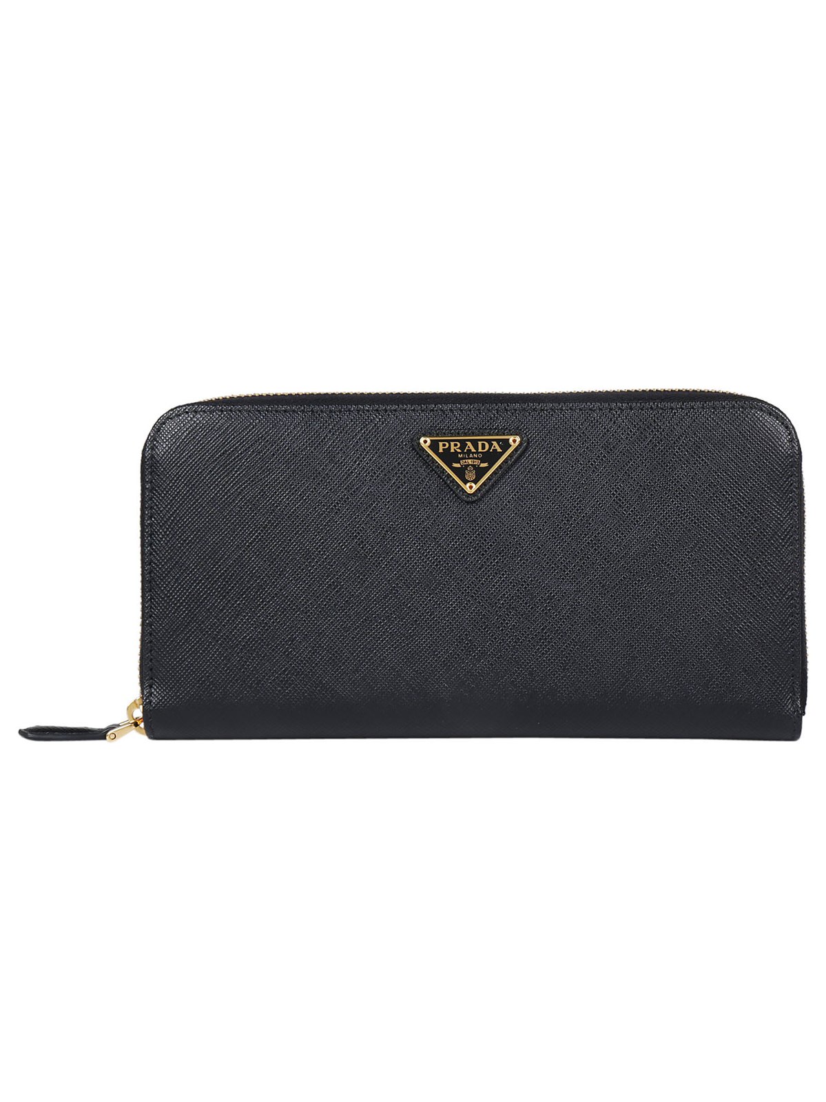 Prada Logo Plaque Zipped Wallet