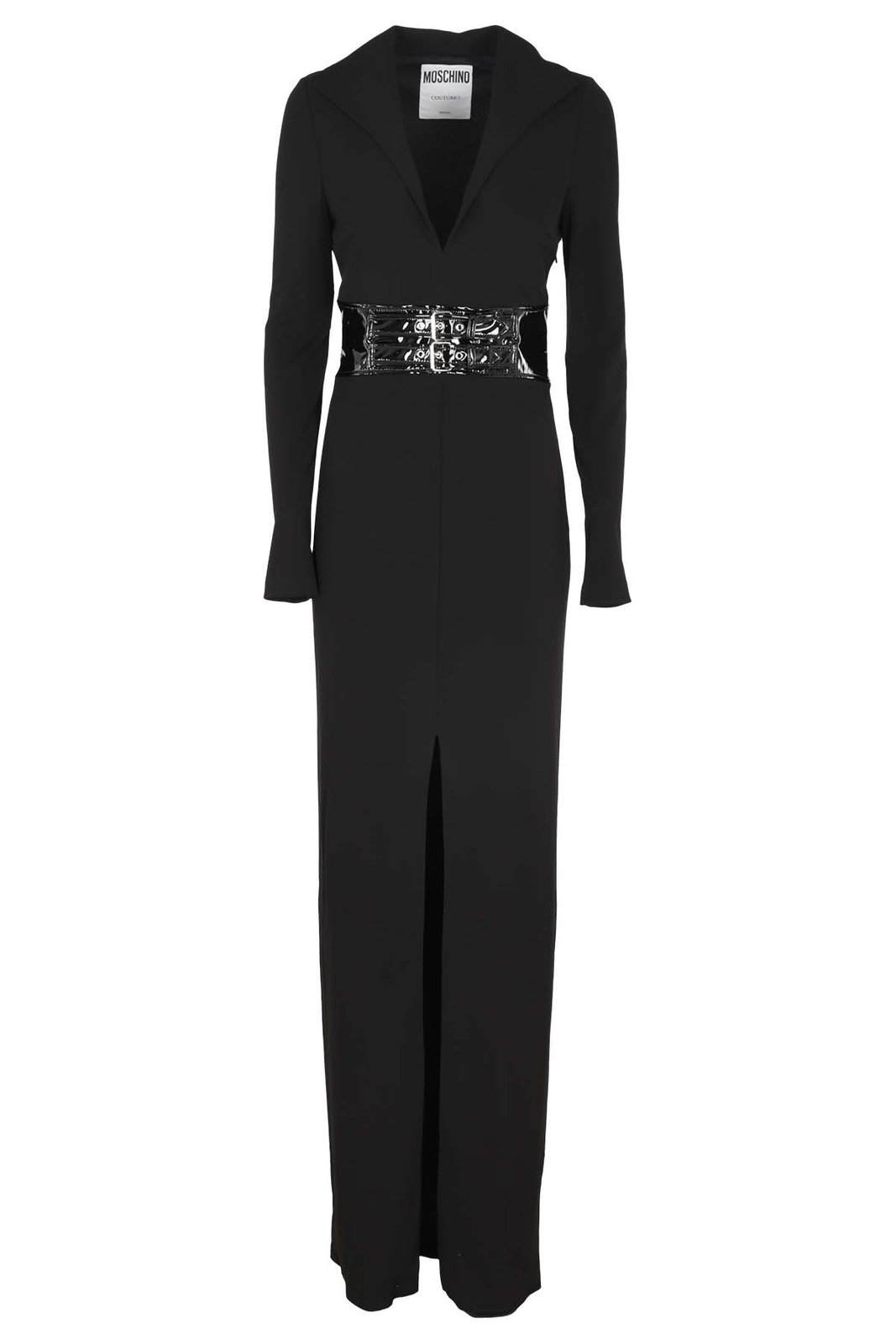 Moschino Belted Front Slit V-Neck Shirt Dress