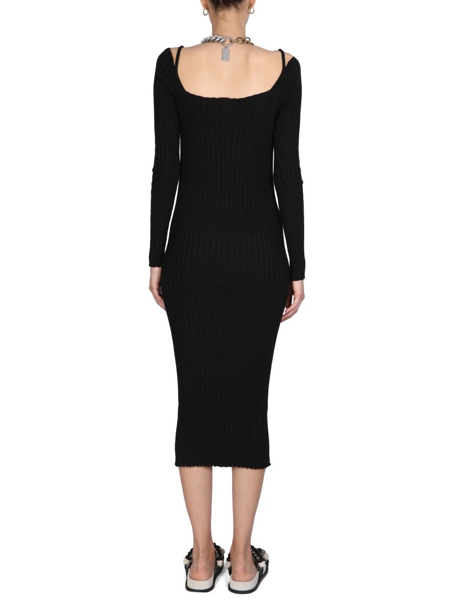 Philosophy Di Lorenzo Serafini Down-Shoulder Ribbed Midi Dress