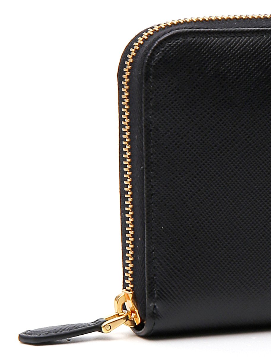 Prada Logo Plaque Zip Around Wallet