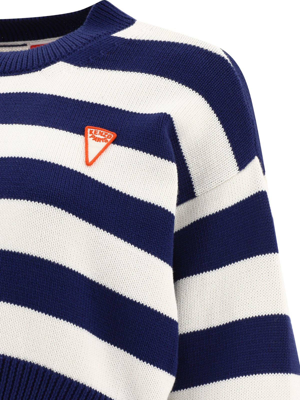 Kenzo Logo-Patch Crewneck Striped Cropped Jumper