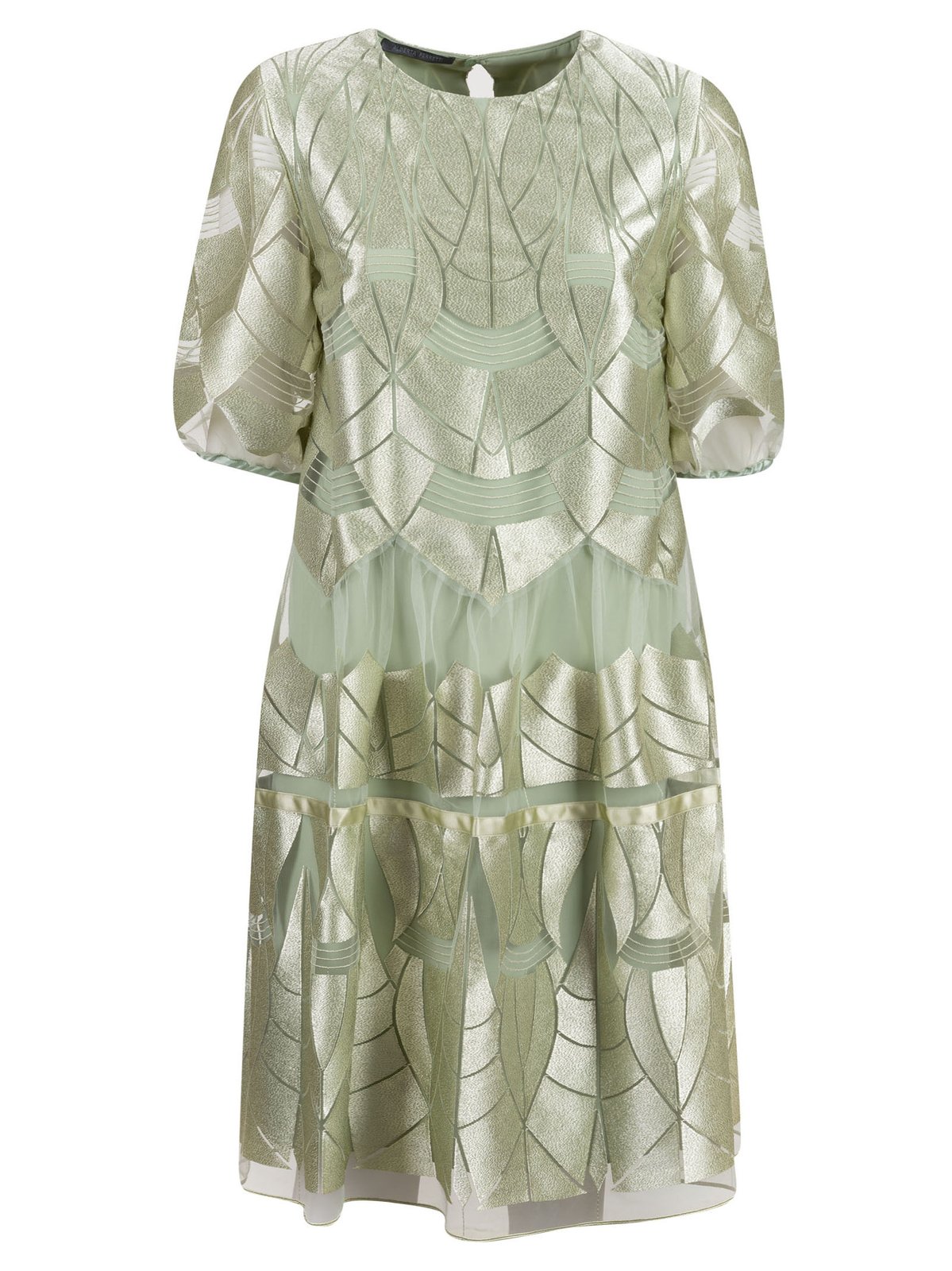 Alberta Ferretti Laser-Cut Sheer Dress