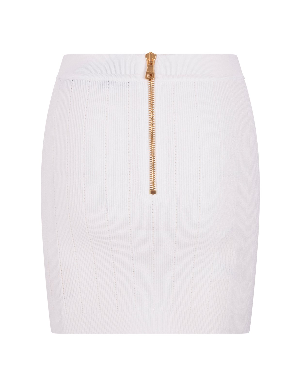 Balmain Button Embellished Knitted Mini Skirt