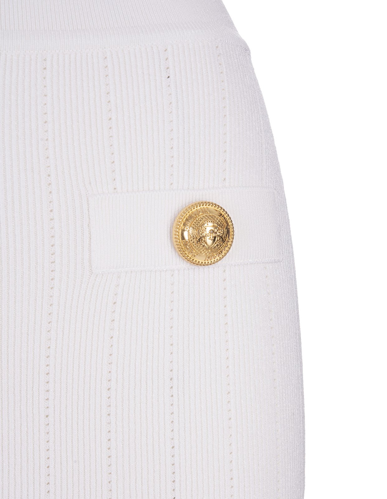 Balmain Button Embellished Knitted Mini Skirt