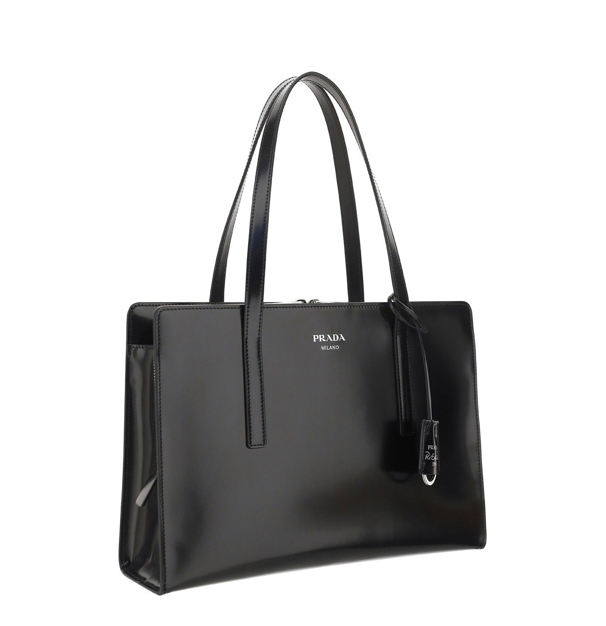 Prada Logo Printed Zipped Tote Bag