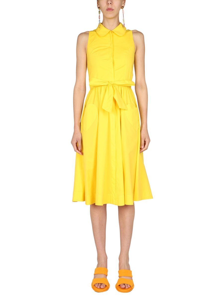 Moschino Sleeveless Tied Waist Midi Shirt Dress