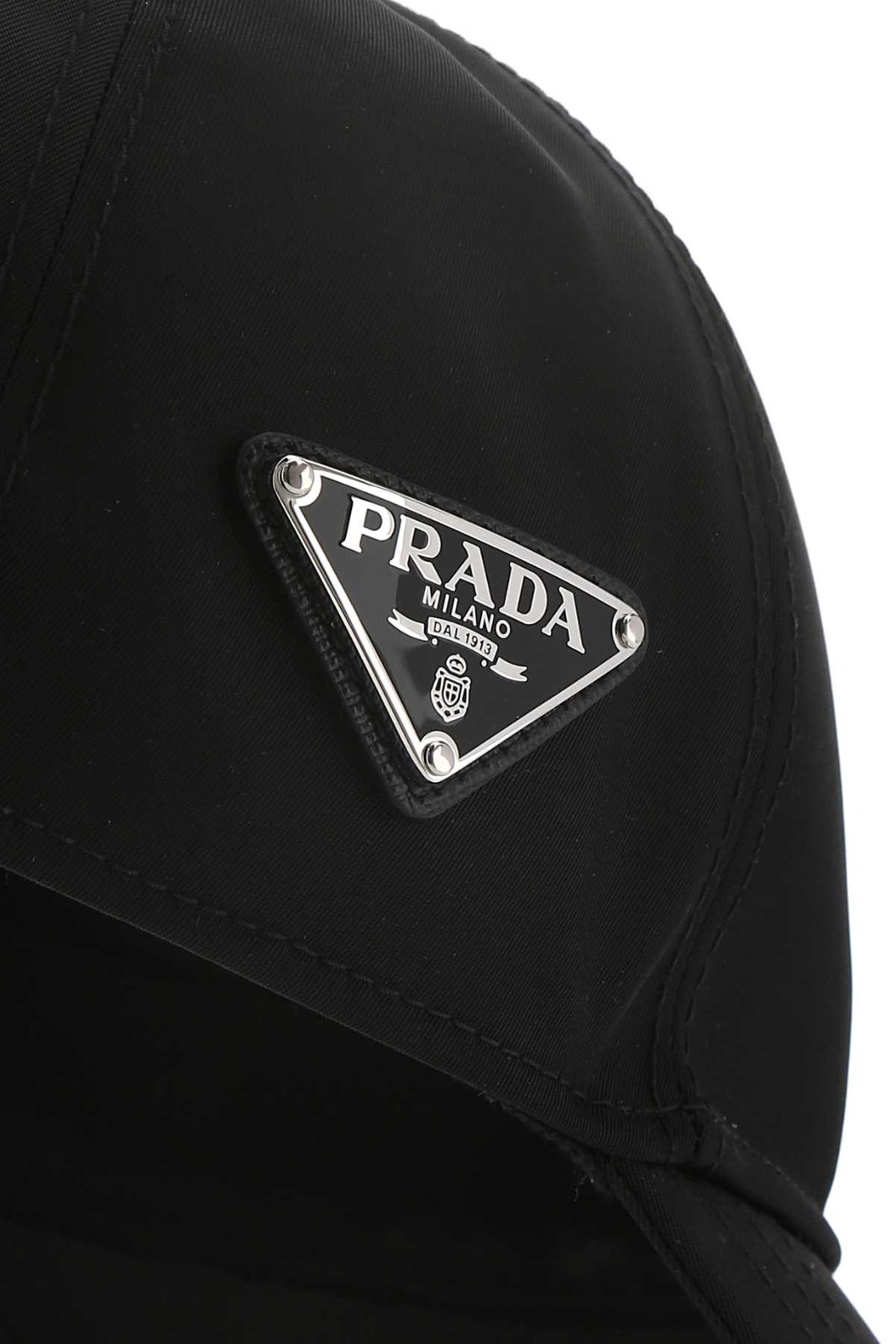 Prada Logo Plaque Curved-Peak Baseball Hat 1 Prada Logo Plaque Curved-Peak Baseball Hat