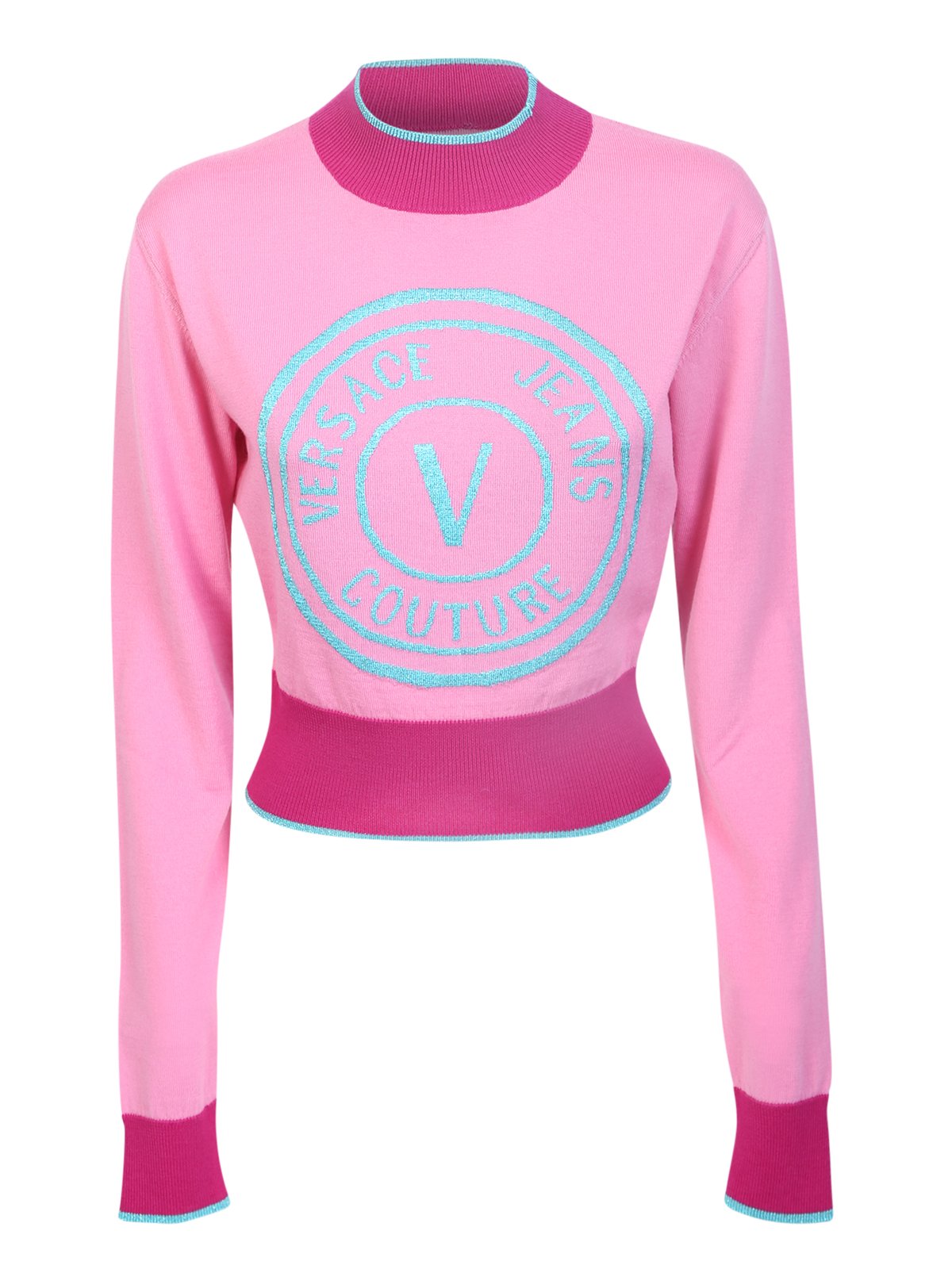 Versace Jeans Couture Logo Jacquard Cropped Jumper