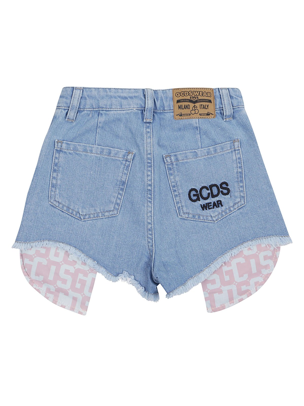 GCDS Kids Logo Patch Denim Shorts