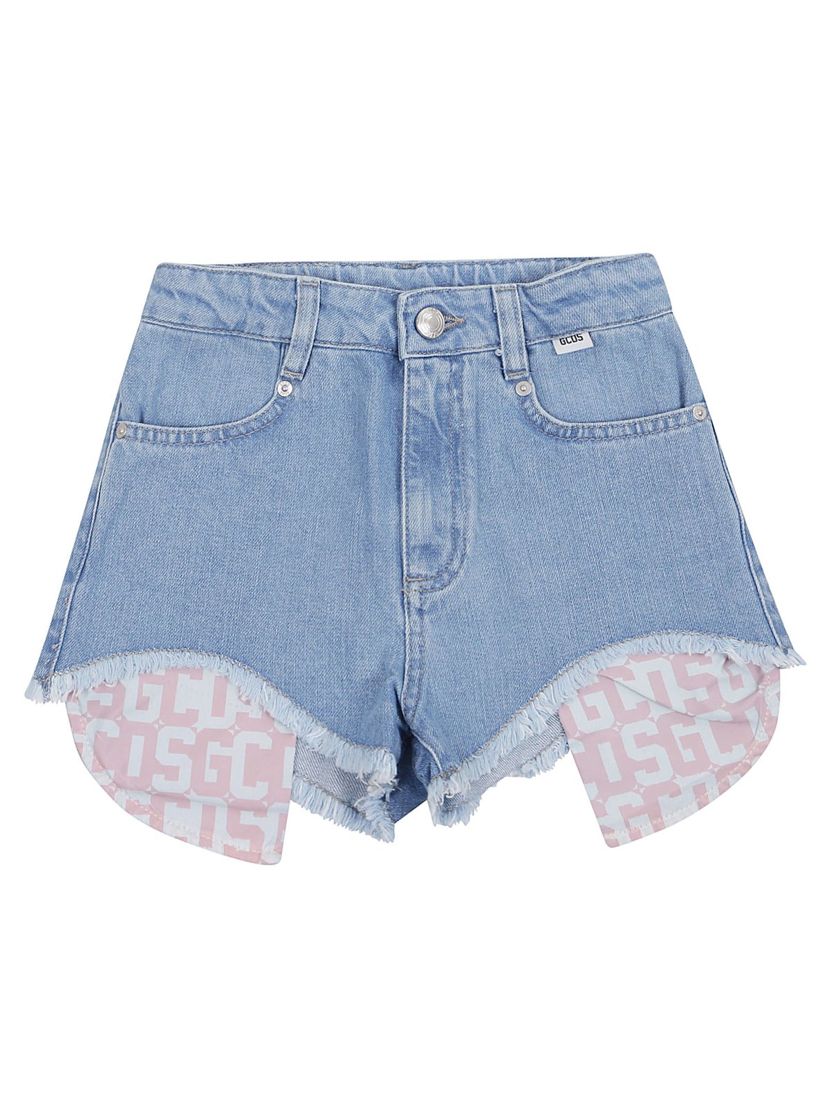 GCDS Kids Logo Patch Denim Shorts