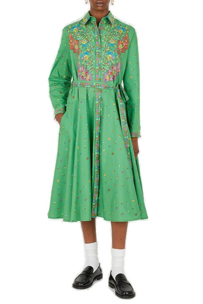 Kenzo Paisley-Printed Belted Shirt Dress