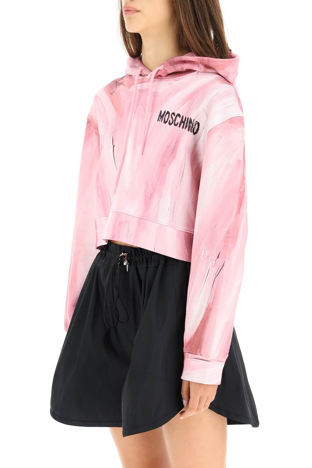 Moschino Drawstring Cropped Hoodie 1 Moschino Drawstring Cropped Hoodie