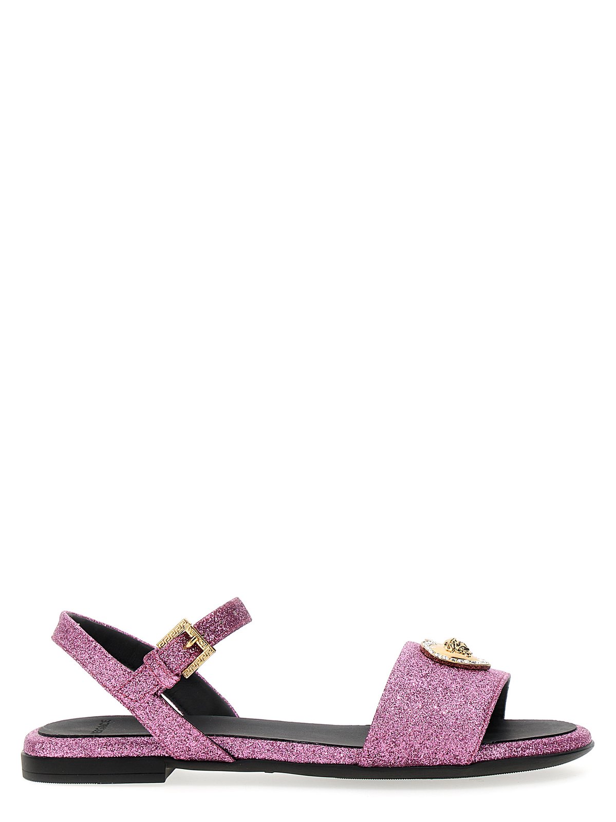Versace Kids Embellished Heart Plaque Open Toe Sandals